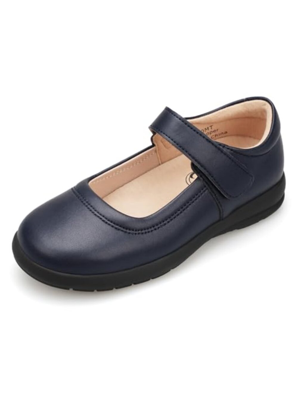 Girls Mary Jane School Uniform Dress Shoes PU Leather Hook & Loop Flats